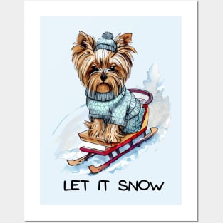 LET IT SNOW - Yorkshire Terrier Posters and Art